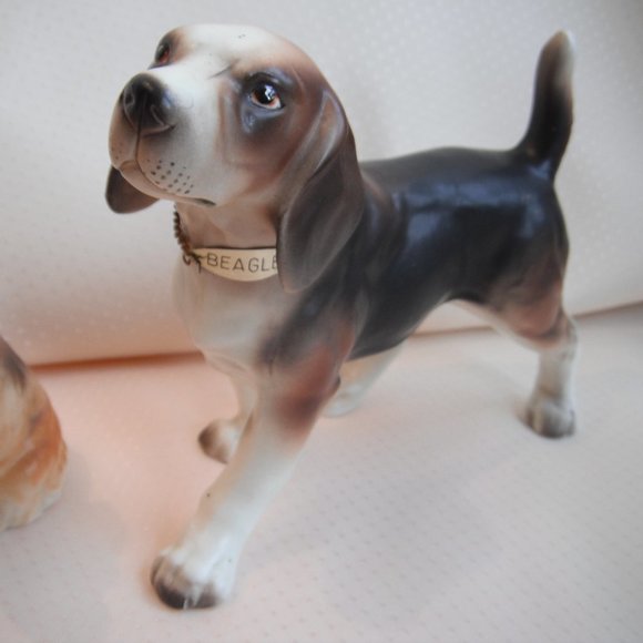 Vintage Dog Figurine Ceramic Porcelain White Brown Japan Lot of 2 - Picture 4 of 12